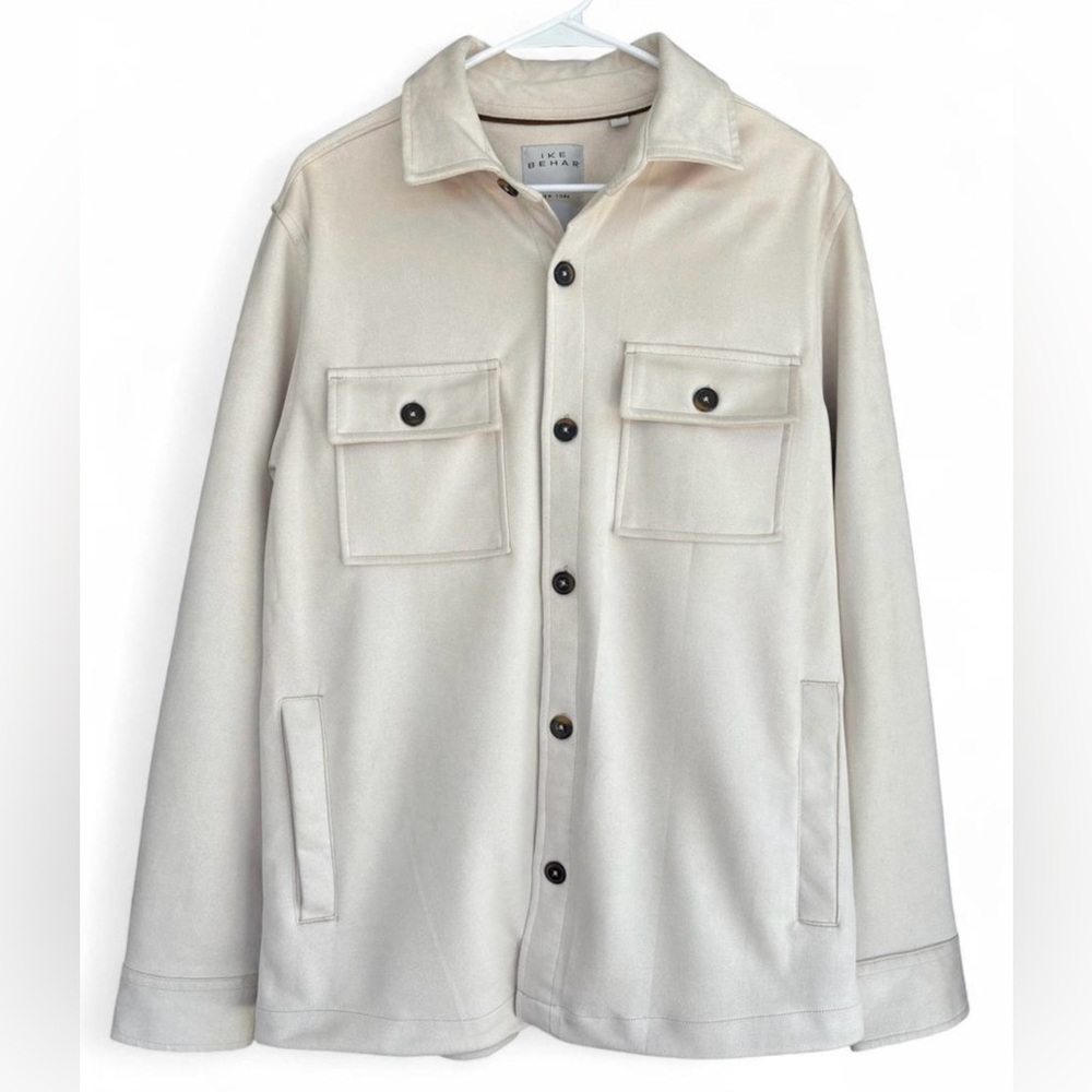 NWOT Men's Ike Behar‎ Faux Suede Water Repellent Cream Jacket Size Medium